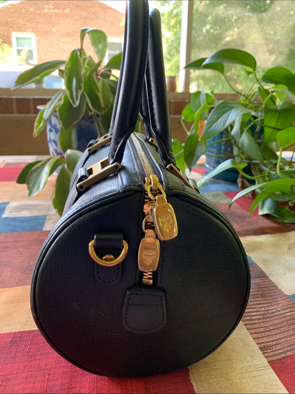 MCM Black Mini Barrel Satchel with Gold Hardware - Picture 3 of 11